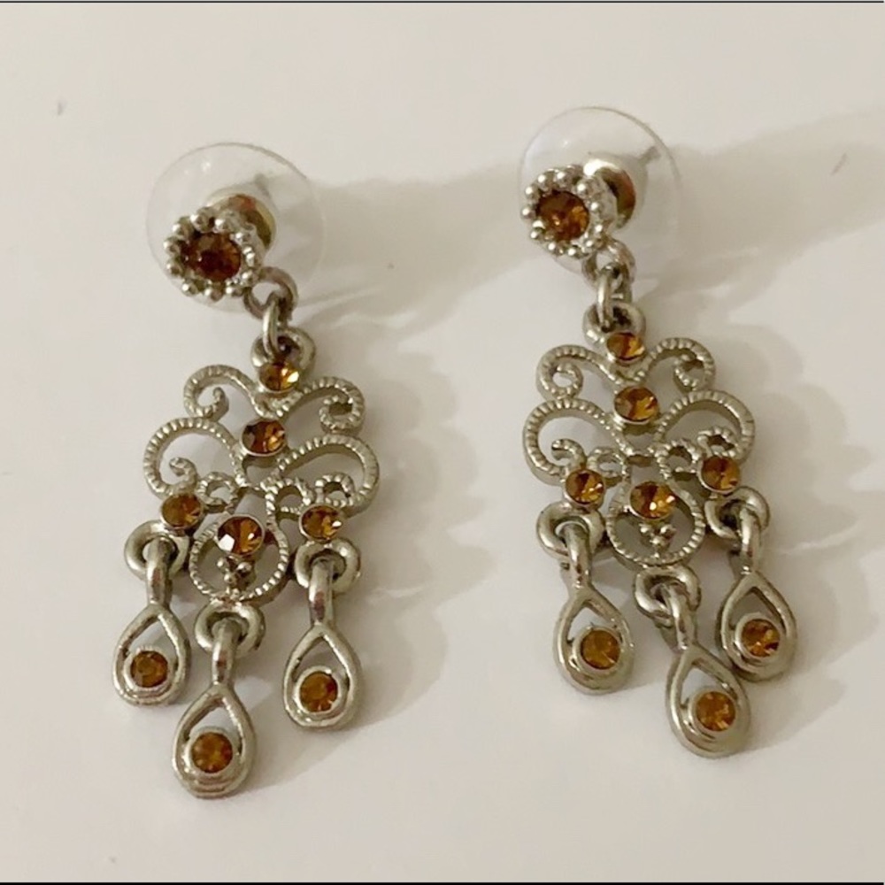Citrine and Silver Chandelier Earrings